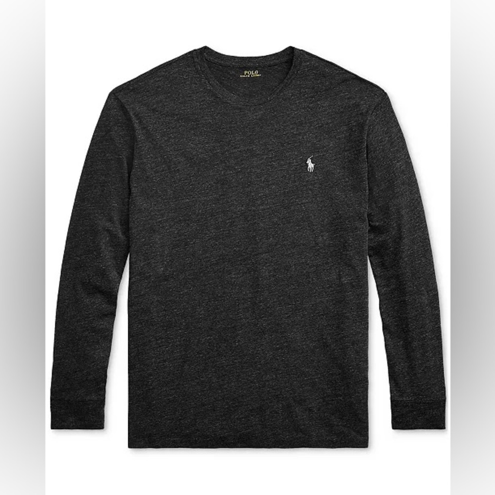 Polo Ralph Lauren Men's Classic-Fit Jersey Long-Sleeve Shirt. Black Heather, 2XL